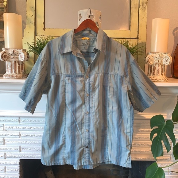Mountain Hardwear Men’s Blue Striped Button Down Organic Cotton Recycled XL - Picture 1 of 7